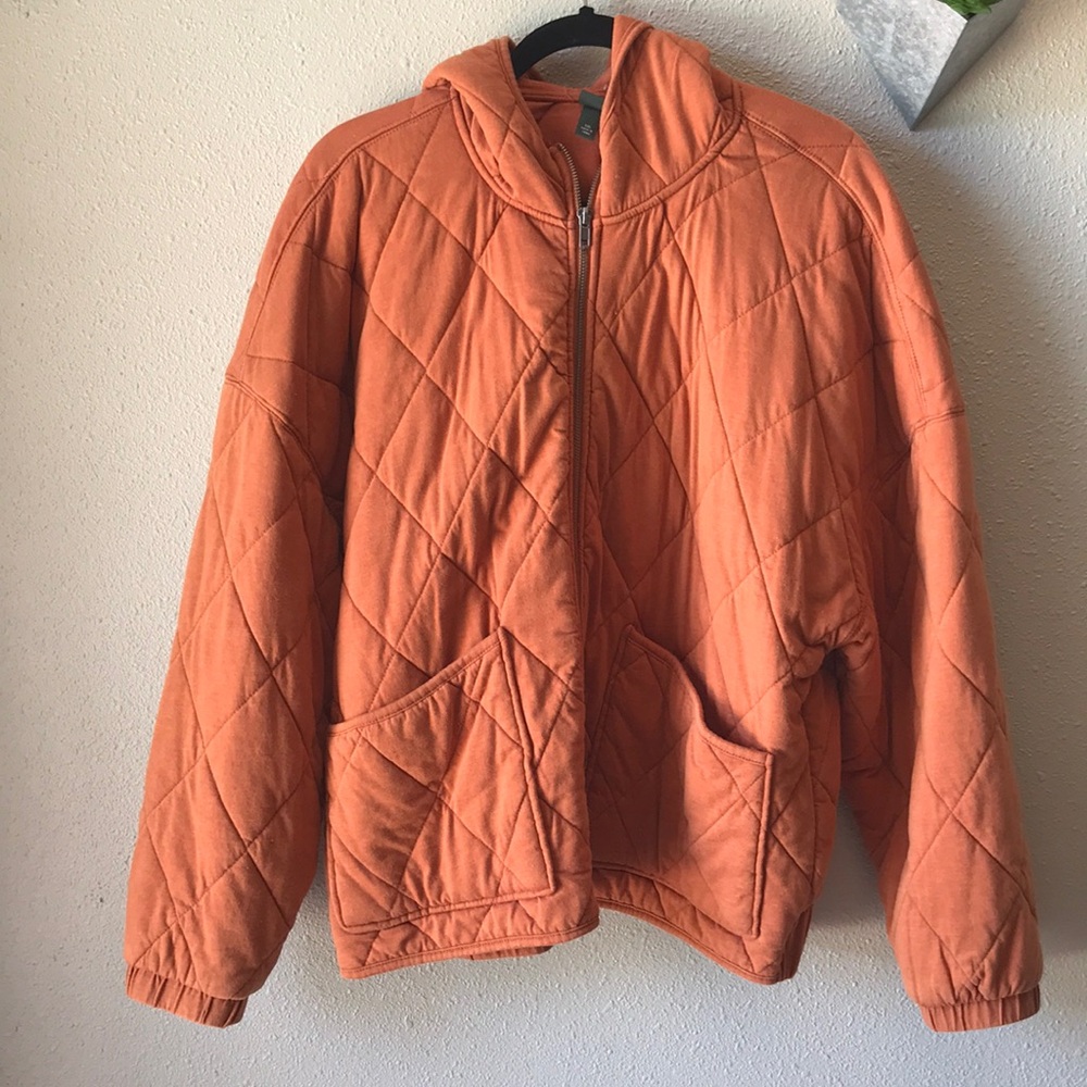 Wild Fable Rust Orange quilted Puffer zip up XXL